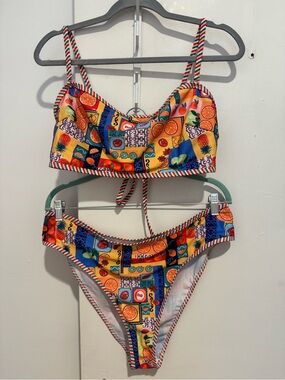 Vibrant Citrus Patchwork Bikini Set